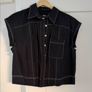 Anthropologie Black Short Sleeve Button-Up Shirt